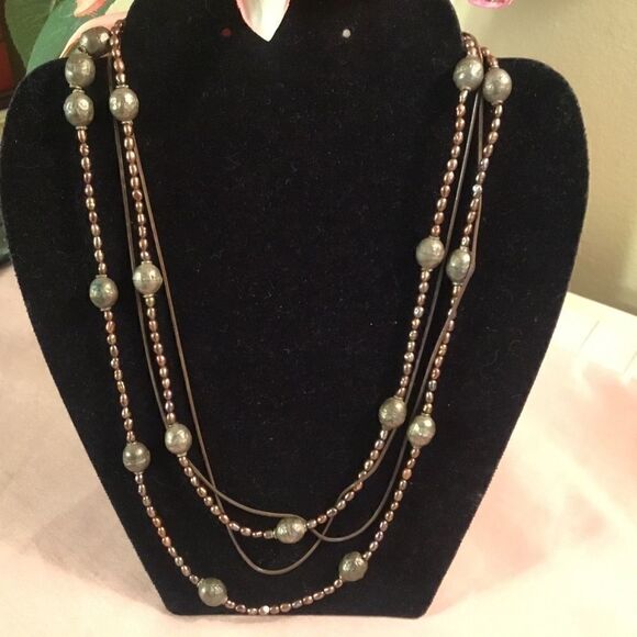 Coppertone Beaded Double Strand Necklace - Picture 2 of 5